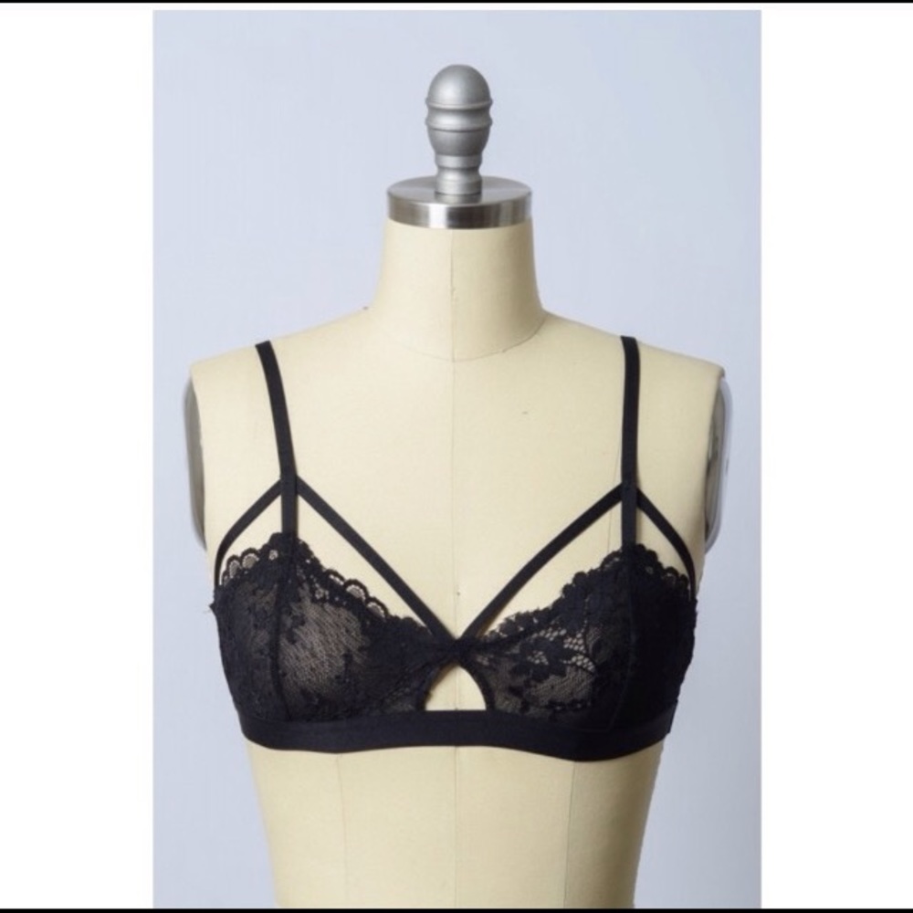 Unique sexy black lace bralette